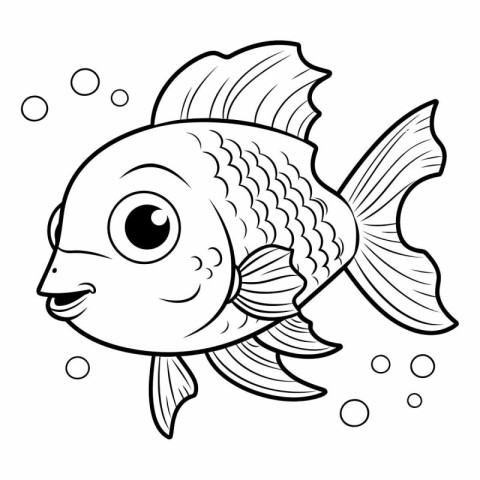 Coloring book for children: fish. Cartoon style.