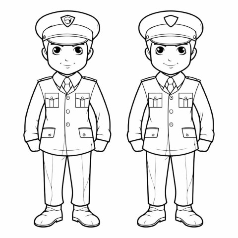 Policeman and police officer for coloring book.