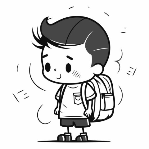 Illustration of a Kid Boy with a Backpack Going to School