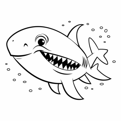 Cute cartoon shark isolated on a white background.