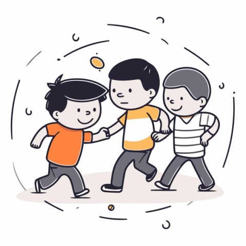 Vector illustration of a group of children playing together in t