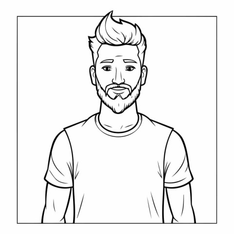 Hipster man cartoon in black and white vector illustration graph