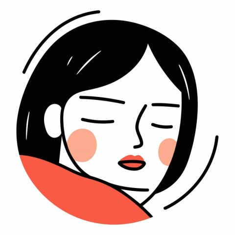 Illustration of a woman sleeping on a pillow.