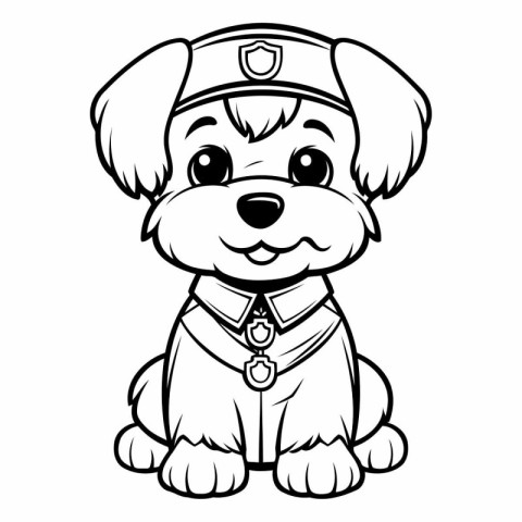 Black and White Cartoon Illustration of Cute Puppy Dog for Color