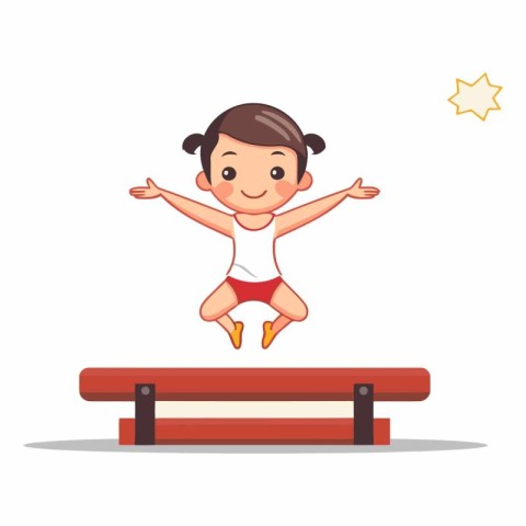 Cute little girl jumping on a trampoline