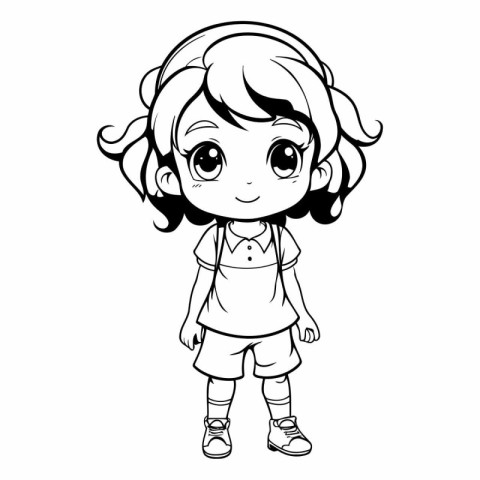 cute little girl cartoon vector illustration graphic design in b