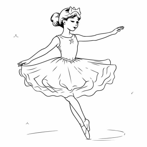 Ballerina in a tutu. Hand drawn vector illustration.