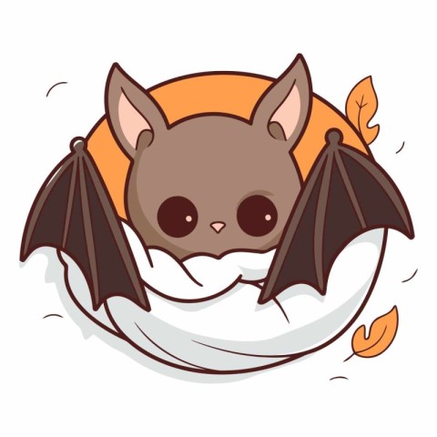 Cute baby bat on the moon for your design