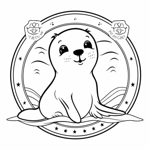 Cute cartoon otter. Black and white vector illustration for colo