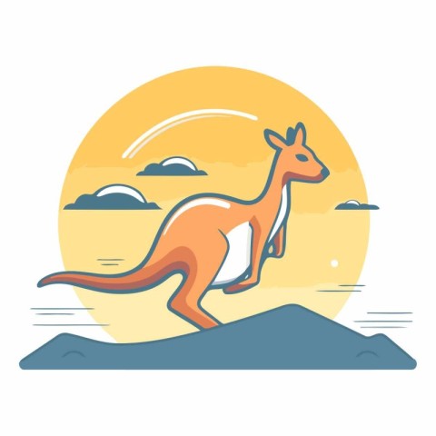 Kangaroo flat icon of kangaroo in flat style.