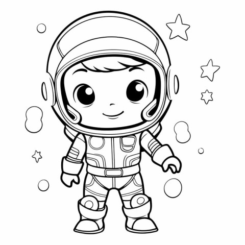 Coloring book for children: astronaut in space suit.