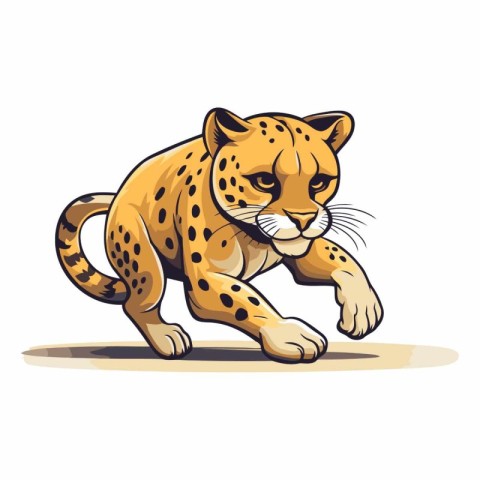 Cartoon cheetah isolated on white background.