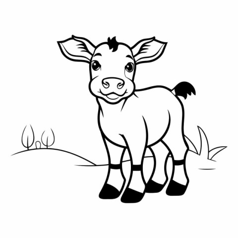 cute little calf cartoon vector illustration graphic design vect