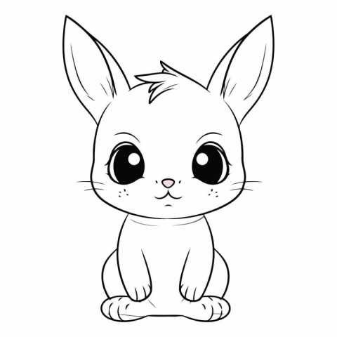 Cute cartoon bunny for coloring book or page.