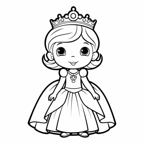 Coloring Page Outline Of cartoon princess.