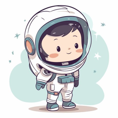 Illustration of a Cute Kid Boy Wearing Astronaut Suit