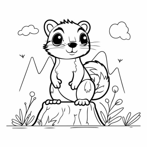 Cute cartoon chipmunk for coloring book.