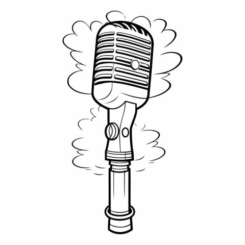 Retro microphone icon. Cartoon illustration of retro microphone