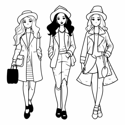 Fashion girls in sketch-style of a fashion girls in sketch-style