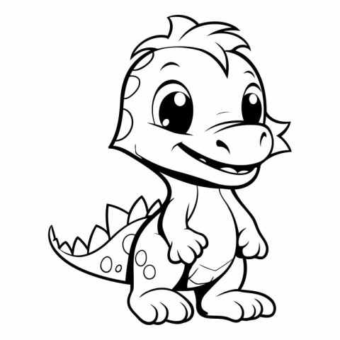 Cute Dinosaur Cartoon Mascot Character Coloring Book Illustratio