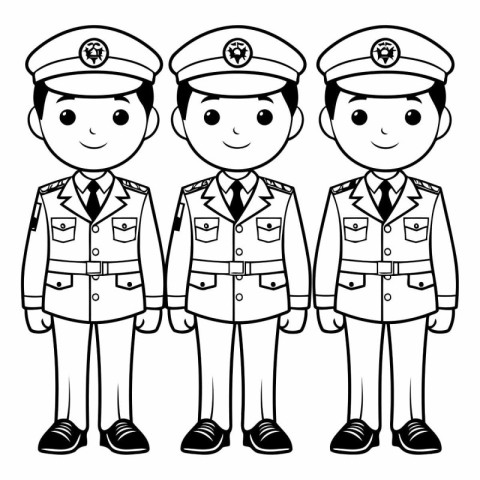 Coloring book for children: Policeman in uniform (vector)