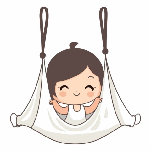 cute little girl hanging in hammock cartoon vector illustration