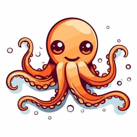 Cute cartoon octopus isolated on white background.