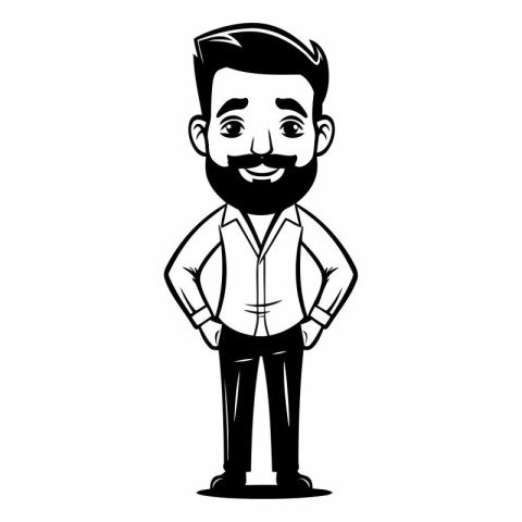 Hipster man cartoon in black and white vector illustration graph