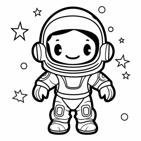 Black And White Astronaut Cartoon Mascot Character Vector Illust