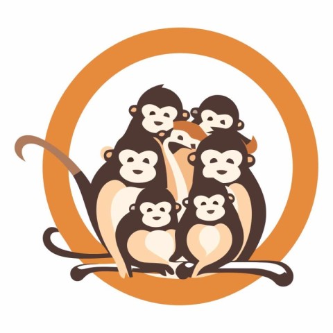 Monkey family vector icon. Cartoon illustration of monkey family