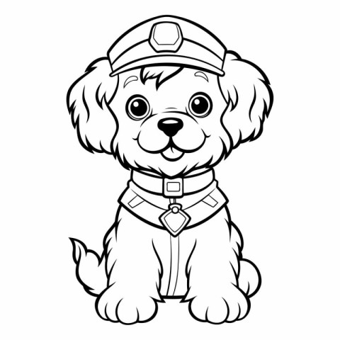 Puppy in a cap of a police officer