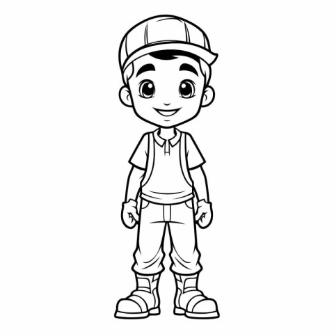 cute little boy construction worker character vector illustratio