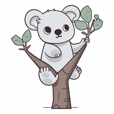 Cute koala bear on a tree branch.