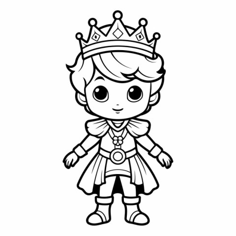 Princess cartoon isolated on white background for coloring book.