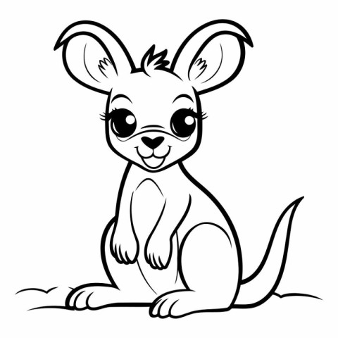 Black and White Cartoon Illustration of Kangaroo Animal for Colo