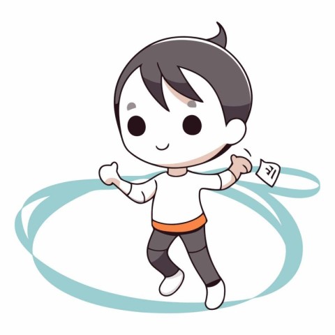 Boy doing gymnastics isolated on a white background.