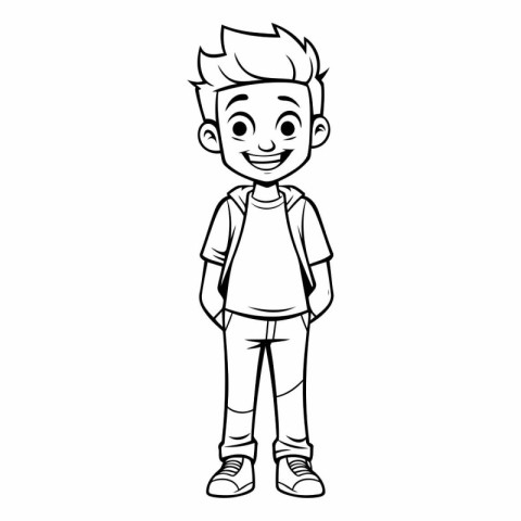 cute little boy character vector illustration designicon vector