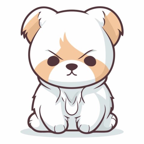 Cute cartoon dog sitting on a white background.