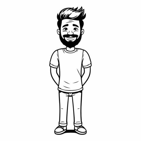 young man with beard cartoon vector illustration graphic design