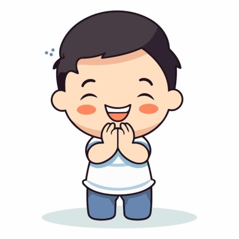 Cute boy praying. Cartoon character design.