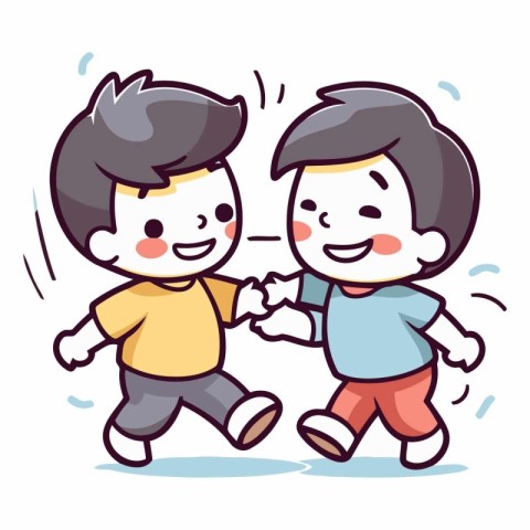 Vector illustration of a boy and a boy holding hands. Concept of