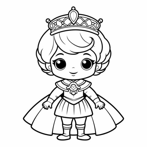 Cute little princess with a crown. Coloring book for children