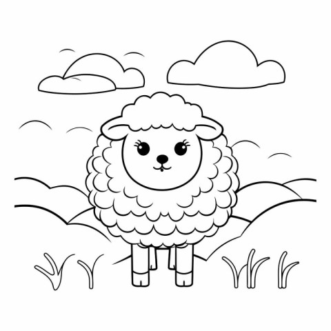 cute sheep animal cartoon vector illustration graphic design in