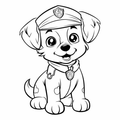 Puppy in the form of a police officer. Coloring book for childre