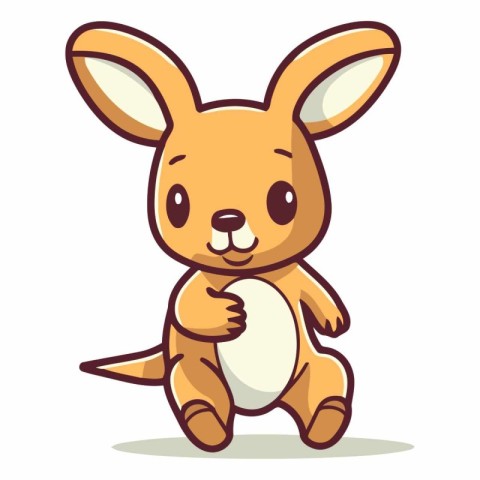 Kangaroo - Cute Animal Cartoon Character Vector Illustration Des