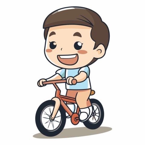 Boy riding bicycle character cartoon vector illustration. Cartoo