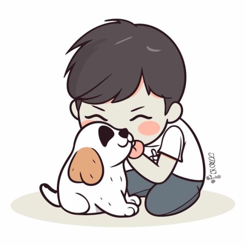 Boy and dog of a boy with a dog.