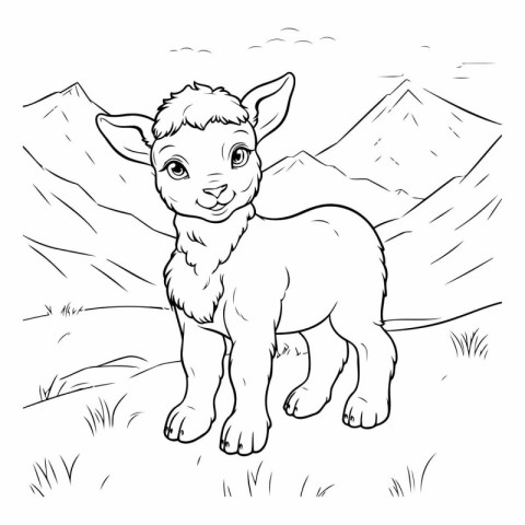 Cute little lamb for coloring book or page.