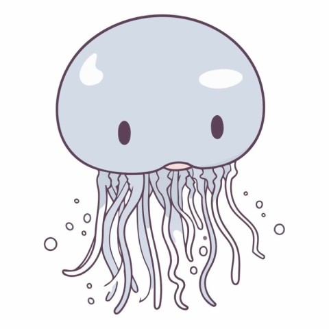 Illustration of a cute jellyfish on a white background.