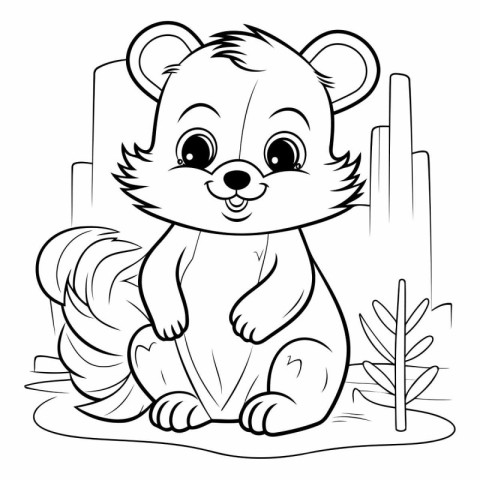 Cute Beaver Cartoon Mascot Character Coloring Book Page